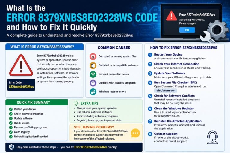 What Is the Error 8379xnbs8e02328ws Code and How to Fix It Quickly